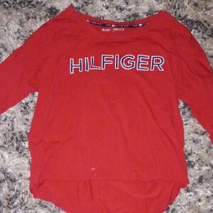 Tommy Hilfiger Red Mid Sleeve Top